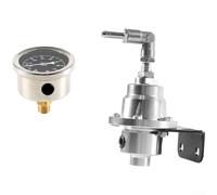 Adjustable Fuel Pressure Regulator with Gauge Aluminum(Silver)