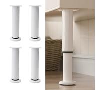 Adjustable Furniture Legs 8-12cm - Set of 4 Metal Sofa Feet Tapered Design for Tables Sofa Beds Cabinets (White 25-42cm) - Sturdy & Stylish Support
