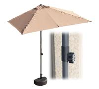 Adjustable Half Parasol Umbrella 170-255 cm - Waterproof Sunshade with Base for Balcony & Patio - Brown Outdoor Canopy for Sun Protection & Garden Relaxation