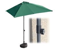 Adjustable Half Parasol Umbrella 170-255 cm - Waterproof Sunshade with Base for Balcony & Patio - Brown Outdoor Canopy for Sun Protection & Garden Relaxation