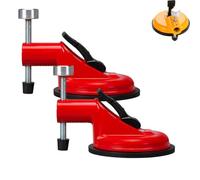 Adjustable Height Setter - Professional Countertop Leveling Tool, 2pc Pro Alignment Clamps for Granite, with Stainless Steel Plate and Knob, for Granite, Marble & Quartz (Two Red)
