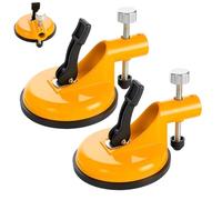 Adjustable Height Setter - Professional Countertop Leveling Tool, 2pc Pro Alignment Clamps for Granite, with Stainless Steel Plate and Knob, for Granite, Marble & Quartz (Two Yellow)