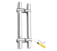 Adjustable Interior Exterior Door Knob,Door Pull Door Handle Push/Pull for Sliding Barn Door Bathroom Doors, Silver Glass Doors Gate Handle with Tools(80cm/32inch)