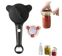 Adjustable Jar Opener for Seniors with Arthritis, 4-in-1 Multi-Function Bottle Opener, Ergonomic Kitchen Gadget for Weak Hand Strength, Easy Grip Lid Remover for Standard & Twist Tops (Black)