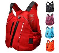 Adjustable Life Vestfor Adults with High Buoyancy, Watersports Safety Vest for Kayaking, Fishing, Surfing, Sailing, Snorkeling, Boating, Swimming and Water Rescue(Red,M)