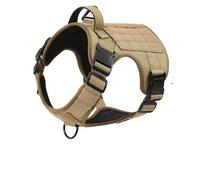 Adjustable Nylon Military Tactical Service Dog Harness Vest avec Poignée Handle Houstable Breathable Dog Training Harness pour Les Chiens Moyens À Grands,Gris,S
