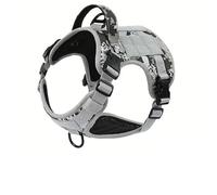 Adjustable Nylon Military Tactical Service Dog Harness Vest avec Poignée Handle Houstable Breathable Dog Training Harness pour Les Chiens Moyens À Grands,Gris Foncé,M