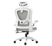 Adjustable Office Swivel Chair Ergonomic Mesh Computer Chairs Executive Arms Height Adjustable Back Support Home Office 3D Lumbar Support(White with Headrest)
