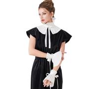 Adjustable Pleated Victorian Detachable Collar Wrist Cuffs For Blouses Dresses Victorian Fashion Accessory In White Shawl Collar Detachable Accessory Set