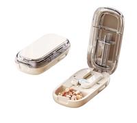 Adjustable Portable Pill Cutter Splitter with Centering Device for Small and Tiny Pills, 1/2 1/3 1/4 Cutter with Stainless Steel Blades and Storage Box (white Split into two/thre)