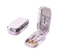 Adjustable Portable Pill Cutter Splitter with Centering Device for Small and Tiny Pills, 1/2 1/3 1/4 Cutter with Stainless Steel Blades and Storage Box (pink 1/2 1/3 1/4)
