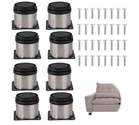 Adjustable Round Furniture Legs Sturdy Black Steel Tube 8 Pack with Screws Height-Adjustable Cabinet Feet for Kitchen Sofa TableStainless Steel.