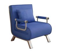 Adjustable Sleeper Chair Bed with 6-Position Backrest, Washable Cover, No Assembly Couch for Living Room, Office, Balcony - Compact Design (Blue, 63 cm)