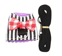 Adjustable Small Animal Harness & Leash | Escape - Proof Ferret/Hamster/Squirrel Vest | Soft Traction Rope for Chinchillas (Black White Stripe) (XS)