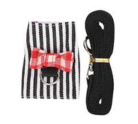 Adjustable Small Animal Harness & Leash | Escape - Proof Ferret/Hamster/Squirrel Vest | Soft Traction Rope for Chinchillas (Black White Stripe) (M)