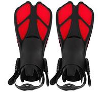 Adjustable Swim Fins, Long Diving Flippers with Open Heel Design, Soft TPR Snorkel Fins Featuring Dual Channel Drainage and Reinforced Water Flow Guide for Enhanced Speed and Stabi