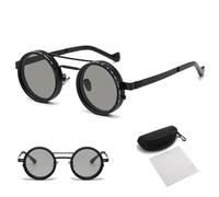 Adjustable Tint Rounded Polarized Lenses Retro Sunglasses, Adjustable Tint Sunglasses with 1-9 Gear ControlBeach Gear, UV Protection Eyewear, Ideal for Beach & Outdoor Use (New Model - Black)