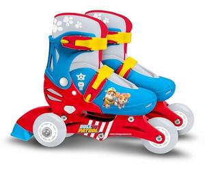 Adjustable Two in One 3 Wheels Skate Paw Patrol Size 27-30, Bleu