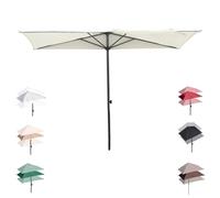 Adjustable Wall-Mounted Patio Umbrella 6.5ft/8ft/9ft - Rectangular Outdoor Garden Shade Parasol for Balcony Deck Backyard - Ultimate Sun Protection Solution