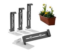 Adjustable Window Box Brackets, 4 Set Holder Mount, 3.94-7.09 Inches Brackets with Enhanced Bottom Support, Outdoor Garden Accessory, Window Box Holder with Durable Metal Design, Balcony Patio Railing