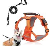 Adjustable Without Restraint Cozy Dog Harness,No Pull Choke Free Breathable Dog Harness,Washable Dog Vest with Reflective Handle,for Medium Or Small Dogs (Orange, L)
