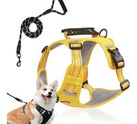 Adjustable Without Restraint Cozy Dog Harness,No Pull Choke Free Breathable Dog Harness,Washable Dog Vest with Reflective Handle,for Medium Or Small Dogs (Yellow, M)