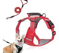 Adjustable Without Restraint Cozy Dog Harness,No Pull Choke Free Breathable Dog Harness,Washable Dog Vest with Reflective Handle,for Medium Or Small Dogs (Red, M)