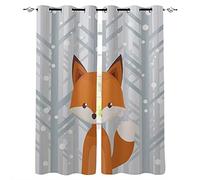 ADKMC Rideaux Occultants Mignon Dessin Animé Animal Renard 280X180Cm Isolation Thermique Rideaux Opaque Oeillets Cuisine Chambre Fille Enfant Bébé Rideaux De Fenêtre À Obscurcissement Rideau