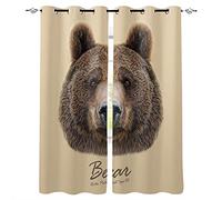 ADKMC Rideaux Occultants pour Salon Brun Mignon Animal Ours 280X300Cm Traitements De Fenêtre À Oeillets Impression 3D Garçons Filles Chambre Décoration De La Maison Super Doux Rideaux