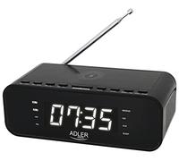 Adler AD 1192B Radio-réveil avec Chargeur sans Fil Bluetooth 5.0 Radio FM 30 Stations Mémoire Réveil numérique Entrée AUX Fonction Snooze Antenne télescopique (Noir)