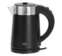 Adler - Bouilloire compacte en Acier Inoxydable 0,6 l - Mini Bouilloire de Voyage électrique Noire - sans Fil et Rapide - Idéale pour Le Camping et Les déplacement