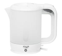Adler AD 1381 Bouilloire électrique 0,5 l - Mini bouilloire compacte en blanc, 600 W, sans BPA, idéale pour les voyages, le camping et le bureau, arrêt automatique, arrêt automatique, indicateur de