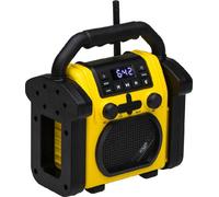 Adler AD 1911 - Radio de chantier avec Bluetooth V 5.1, Dual Power (batterie et secteur), protection IPX54 contre la poussière et l'eau, prise AUX et casque, design robuste, 10 W, jaune/noir