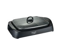 Adler Europe Gril électrique 2200W – plaque antiadhésive, couvercle en verre