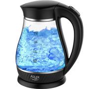 Adler | Bouilloire | AD 1274 | Standard | 2200 W | 1,7 L | Plastique/verre | Base pivotante à 360° | Noir/transparent