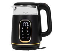 Adler Europe Bouilloire électrique en verre AD 1305 bg Noir et Or 1,7 L Indicateur LED