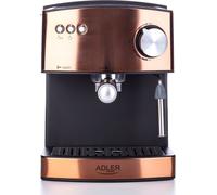 Adler | Ekspres do kawy espresso | AD 4404cr | Ciśnienie pompy 15 bar | Wbudowany spieniacz do mleka | Półautomatyczny | 850 W | Cooper/czarny