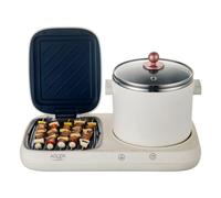 ADLER EUROPE AD 6421 Station de petit-déjeuner 2 en 1 avec marmite de 1,0 l et surface de cuisson antiadhésive Design rétro pour petites cuisines multifonctions 1100-1320 W