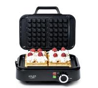 ADLER EUROPE Mini Gaufrier 2000W - Gaufrier Compact avec Revêtement Antiadhésif - Température Réglable - Gauffre Prépare 2 Grandes Gaufres - Design - Gauffrier Haute Performance