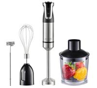 ADLER EUROPE Mixeur Plongeant AD 4627 - 1800 W de puissance, 20 vitesses avec fonction Turbo - 4 lames en acier inoxydable, hachoir 600 ml, verre doseur 700 ml, fouet, mousseur à lait