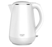 ADLER EUROPE Petite bouilloire 1 l max. 1200 W - Double paroi - Blanc | Format compact de 1 litre - Arrêt automatique - Indicateur de niveau d'eau - Idéal pour les étudiants