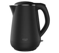 ADLER EUROPE Petite bouilloire 1 l max. 1200 W - Double paroi - Noir | Format compact de 1 litre - Arrêt automatique - Indicateur de niveau d'eau - Idéal pour les étudiants