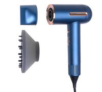 ADLER EUROPE Sèche-cheveux ionique à séchage rapide 100 millions d'ions négatifs, assure des cheveux brillants, avec buse magnétique rotative concentrée et diffuseur, 1500 W, bleu