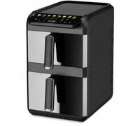 ADLER EUROPE XL Friteuse à air chaud verticale double chambre 10 l | Friteuse à air chaud 2 compartiments 4L et 6L, Airfryer avec écran tactile LED multicolore et 8 programmes