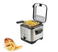 Mesko MS4910 Friteuse Électrique à Huile, Capacité de 1,5 L, Température Réglable, Cuve Antiadhésif, Couvercle avec Filtre Anti-odeur et Fenêtre de Contrôle, Nettoyage Facile, 900W, Inox