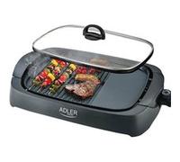 Adler Europe Gril électrique 2200W – plaque antiadhésive, couvercle en verre