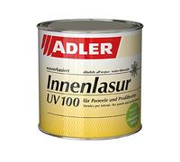 ADLER Lasure pour l'intérieur UV 100 - 750ml - Lasure pour bois incolore et écologique, respirante à base d'eau, convient pour les pièces d'habitation, avec protection contre le jaunissement