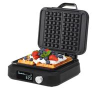 Adler Machine à gaufres avec écran LED AD 3087, minuteur automatique, 2200 W, 6 niveaux d'or, contrôle de cuisson, noir