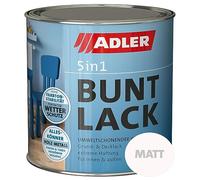 Adler Peinture colorée 5 en 1, pour l intérieur et l extérieur, mate, avec apprêt, résistante aux intempéries, pour le bois, le métal et le plastique
