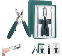 Adler Schnabel Gluckaro Coupe-ongles à bec d'aigle 3 pièces Coupe-ongles avec angle de bec d'aigle, multifonction, grande ouverture, protection anti-éclaboussures pour ongles épais (vert)
